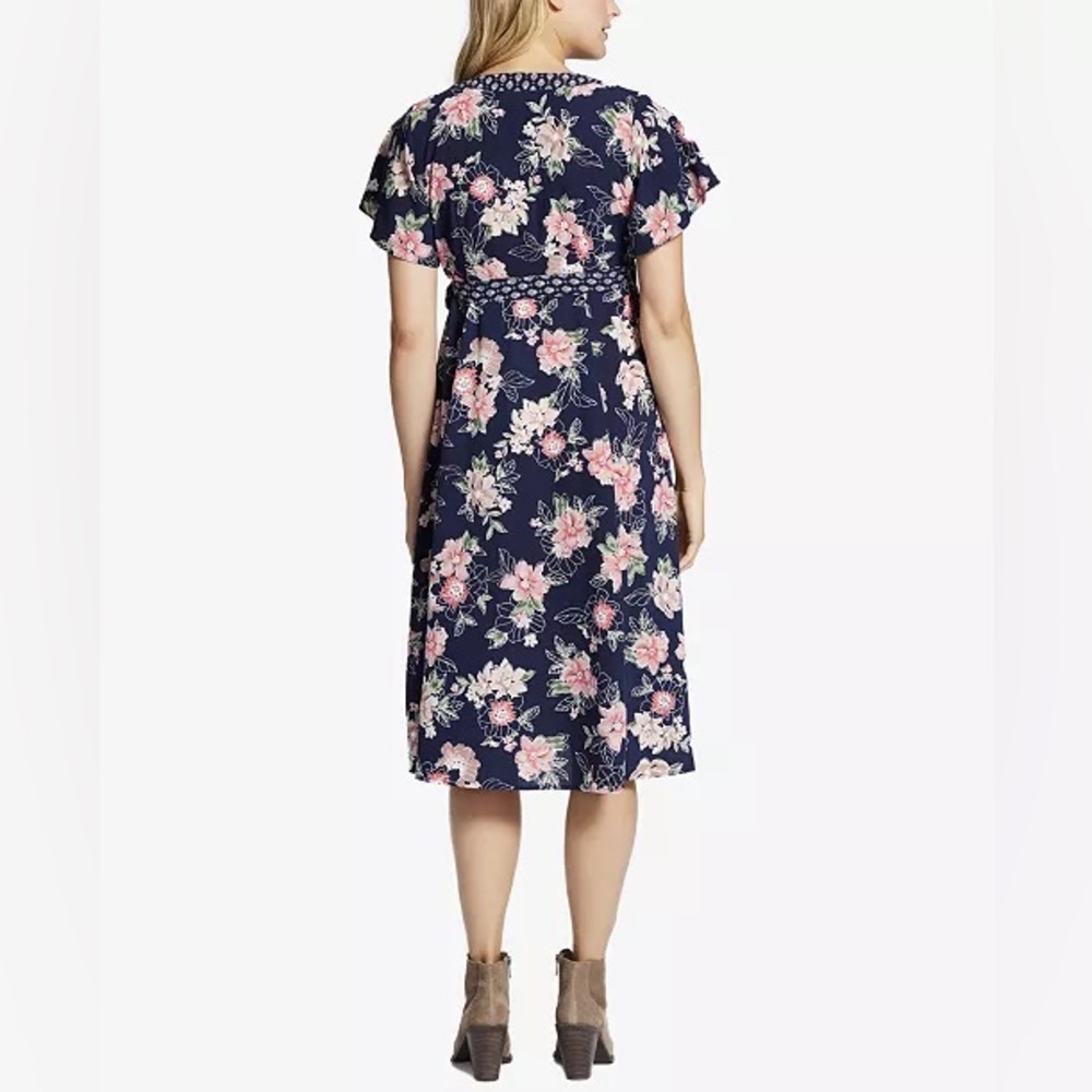 Jessica Simpson Maternity Navy Floral Wrap Maxi Dress – Medium - Picture 2 of 10